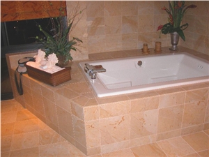 Bath Tub Deck and Surround, Crema Reale Yellow Marble Bath Tub