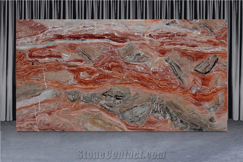 Arabescato Orobico Rosso Marble Slabs, Italy Red Marble