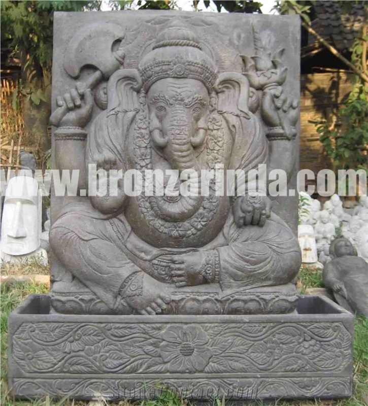 Frog with Hole Water, Ganesha Fountain, Happy Budd, Stone Carving Grey ...