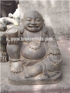 Frog with Hole Water, Ganesha Fountain, Happy Budd, Stone Carving Grey Sandstone Sculpture, Statue