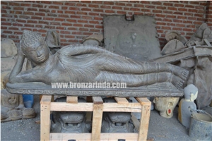 Lying Buddha, Lying Buddha Relax, Lying Buddha, Ly, Stone Carving Grey Sandstone Sculpture, Statue
