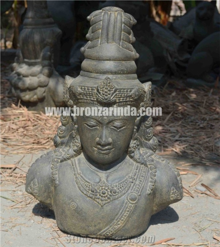 Seated Shive, Shive Bust, Shiva Bust, Standing Mon, Stone Carving Grey Sandstone Sculpture, Statue
