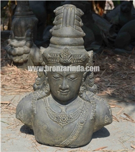 Seated Shive, Shive Bust, Shiva Bust, Standing Mon, Stone Carving Grey Sandstone Sculpture, Statue
