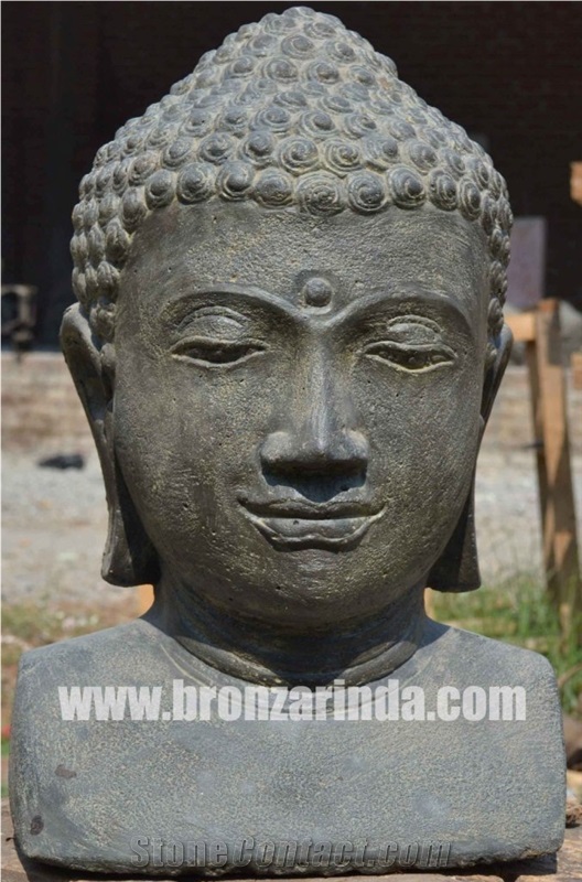 Temple Lion, Walking Monk, Buddha Bust, Stone Carving Grey Sandstone Sculpture, Statue