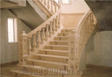 Creme Moleanos Staircase, Creme Moleanos Beige Limestone Staircase
