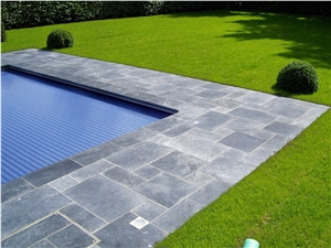 Blue Stone Pool Coping and Patio, Belgian Bluestone Grey Blue Stone Pool Coping