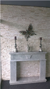Tundra Grey Marble Fireplace Mantel
