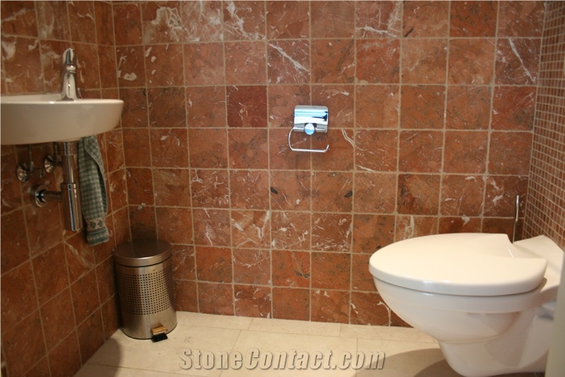 Rosa Imperial Marble Bathroom Wall Tiles, Turkey Red Marble