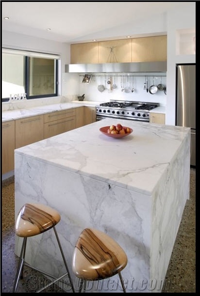 Calacatta Marble Kitchen Design, Calacatta White Marble Kitchen Design