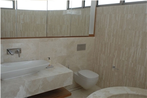 Frrench Vanilla Bath Design, Wall Strip Mosaic, Frrench Vanilla Beige Marble Bath Design