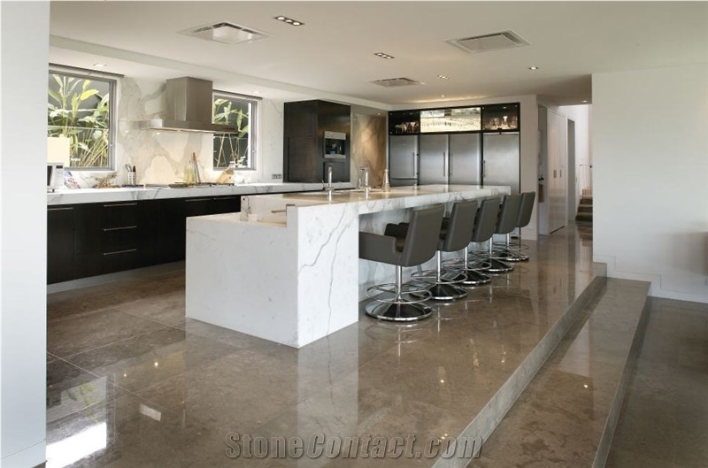 Suede Limestone Kitchen Floors, Iran Brown Limestone
