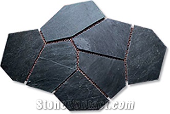 Black Crazy Pattern Slate Pavers,black Flagstone