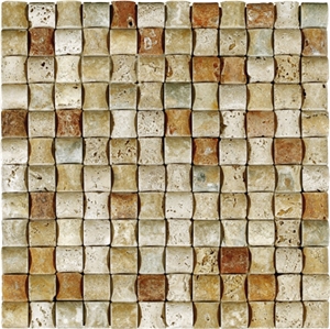Travertine Profil Mosaic, Mesta Golden Sienna Travertine Mosaic