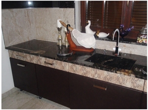 Black Forest Gold Kitchen Countertops, Forest Gold Black Granite Kitchen Countertops