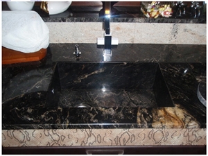 Black Forest Gold Kitchen Countertops, Forest Gold Black Granite Kitchen Countertops