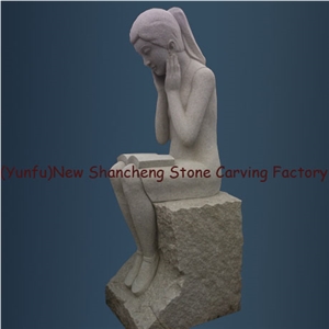 Natural Stone Garden Landscape Product, Grey Granite Sculpture, Statue