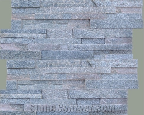 Stacked Stone Wall Panel, Pink Quartzite Stacked Stone