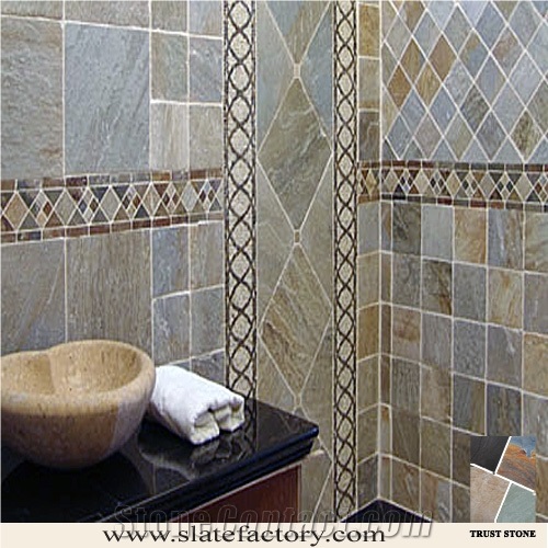 Oyster Slate Bathroom Wall and Bath Design