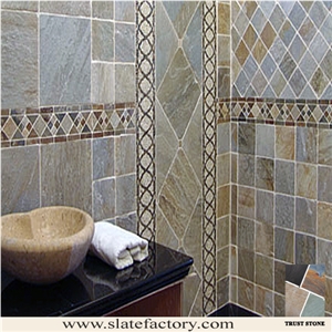 Oyster Slate Bathroom Wall and Bath Design