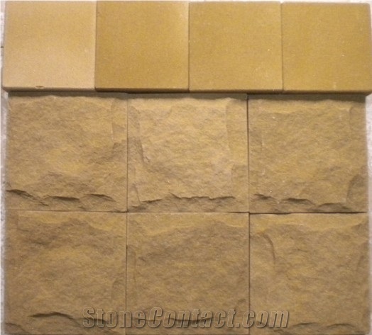 China Beige Sandstone Double Side Mushroom Stone for Wall Stone Cladding