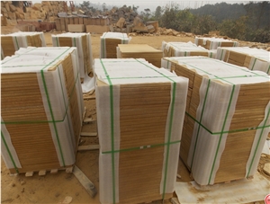 China Yellow Dull Grainy Sandstone Tiles, Professional Supplier
