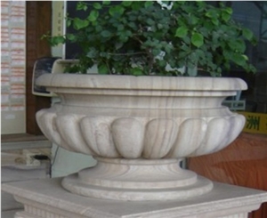 XL White Sandstone Flower Pot