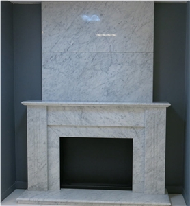 Bianco Carrara Marble Fireplace, Bianco Carrara White Marble Fireplace