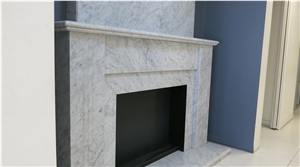 Bianco Carrara Marble Fireplace, Bianco Carrara White Marble Fireplace