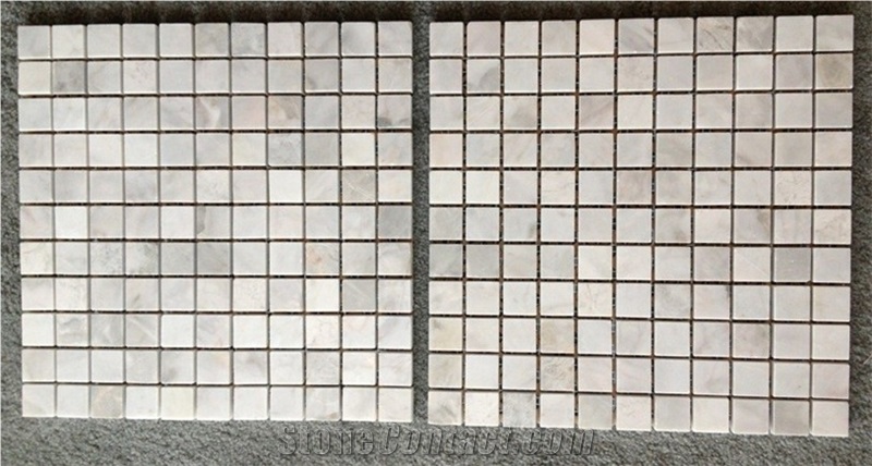 Gray Marble Mosaic Tiles, Grey Marble Mosaic-Square Shape Pattern, Chipped, Laminated, Solit Surface, Linear Strips Mosaic