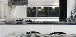 Silestone Tao and Matrix Granite Bespoke Worktop, Matrix Black Granite Kitchen Countertops