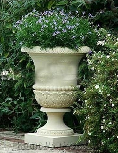 Garden Flower Pot, Beijing White Marble Flower Pot