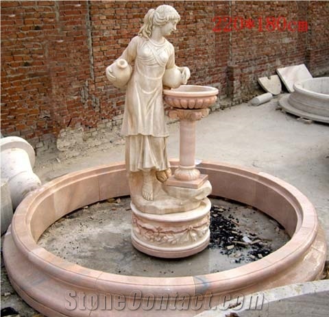 Garden Fountain Sculpture Fountain, Hy Pink Marble Garden Fountain
