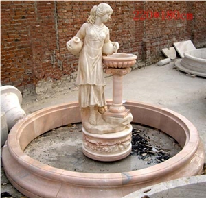 Garden Fountain Sculpture Fountain, Hy Pink Marble Garden Fountain