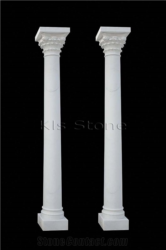 Ionic Marble Column, Bianco Royal White Marble Column