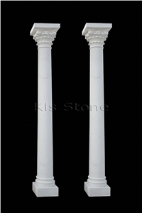 Ionic Marble Column, Bianco Royal White Marble Column