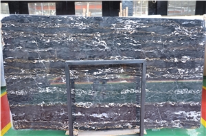 Portoro,Italian Black Marble Slabs, Nero Portoro Black Marble Tiles