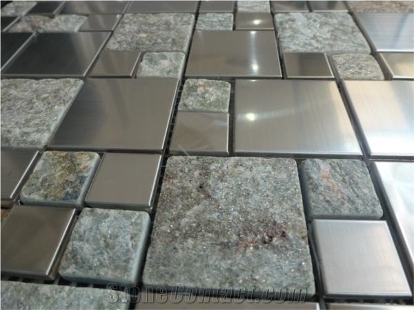 Stone Mix Metal Mosaic Tiles