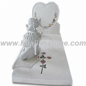 Angel Style Tombstone, M311 White Marble Tombstone