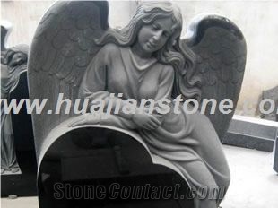 Angel Tombstone, Marble ,Black White Granite Tombstone