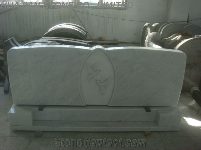 Double Family Monument, Upright Monument, M311 White Marble Upright Monuments