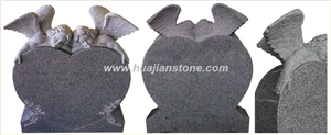 Double Upright Monument, Tombstone, G341 Grey Granite Upright Monuments
