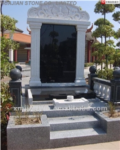 Japanese Style Upright Monument, Shanxi Black Granite Japanese, Korean