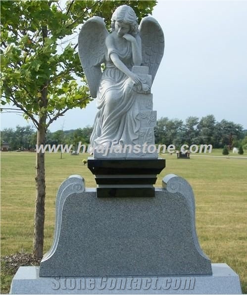 Weeping Angel Monument, G341 Grey Granite Angel Monument