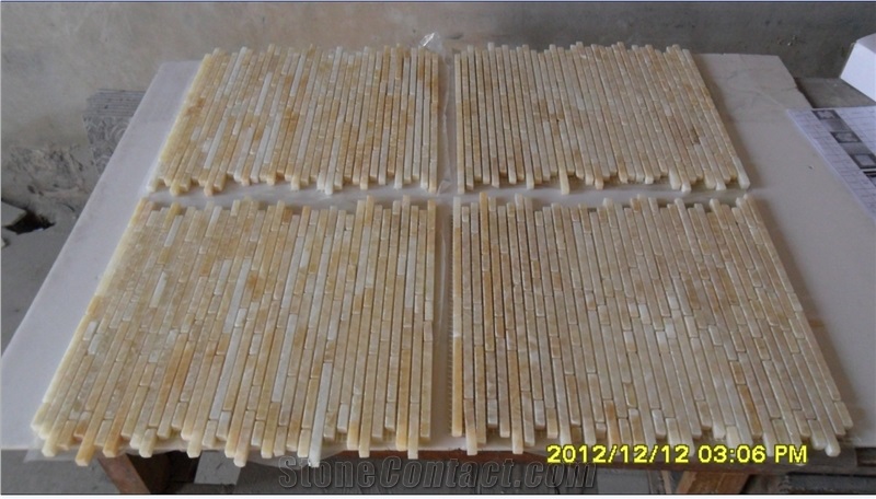 China Honey Onyx Mosaic Tile, Honey Onxy Yellow Onyx Mosaic Stone