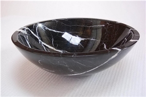 Bathroom Basin Stone Sink, Black Marble Basin