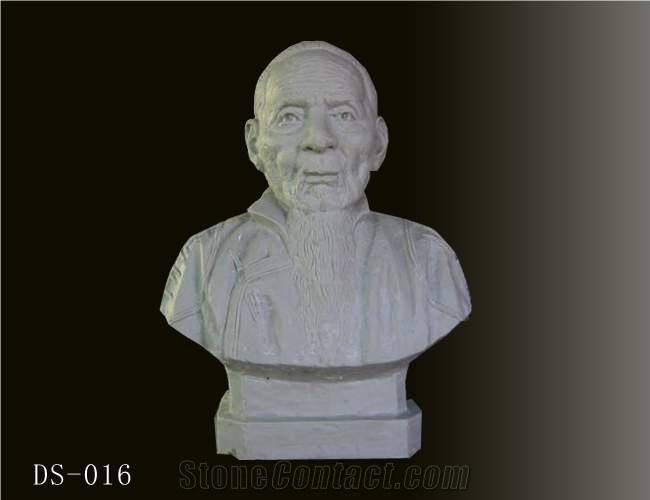 Garden Head Statues Sculpture, White Granite Head Statues