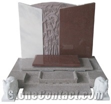 Red Granite Japanese Style Tombstone