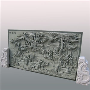 Highest Standard Relief Sculpture, Grey Granite Sunken Relief