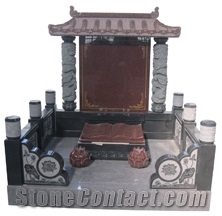 Japanese Style Granite Tombstone, Red Granite Japanese, Korean