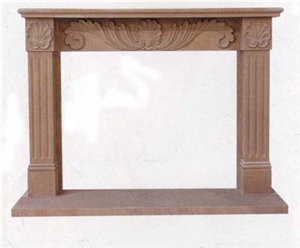 Natural Indoor Carving Stone Fireplace, Brown Marble Fireplace
